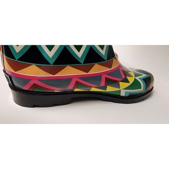 Corkys Shoes Women's Sunshine Multi Color Chevron Print Rain Boots Size 10 - Picture 10 of 12